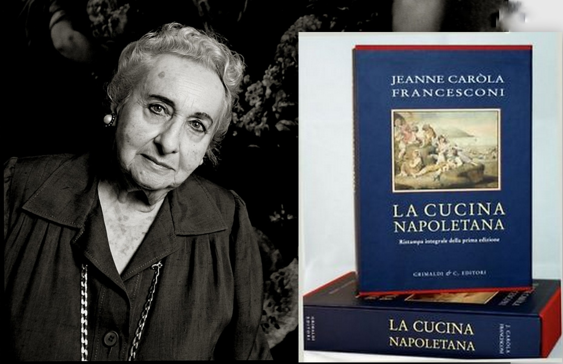 Jeanne Caròla Francesconi accanto al volume La cucina napoletana